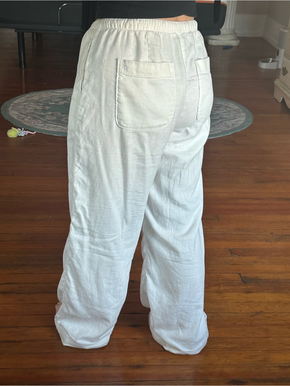 White Drawstring Linen Pants - Picture 2 of 4